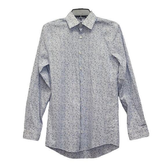 J Ferrar Mens Small PolyCotton Slim Stretch Floral Long Sleeve Button Up Shirt - Picture 1 of 4